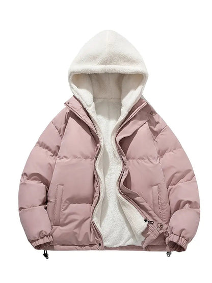 Damen Winterjacke Warm Sherpa Futter Kapuze