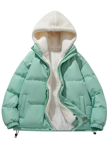 Damen Winterjacke Warm Sherpa Futter Kapuze
