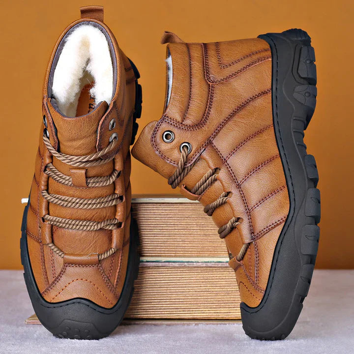 Wasserdichte Herrenstiefel Leder Fell-Innenlage