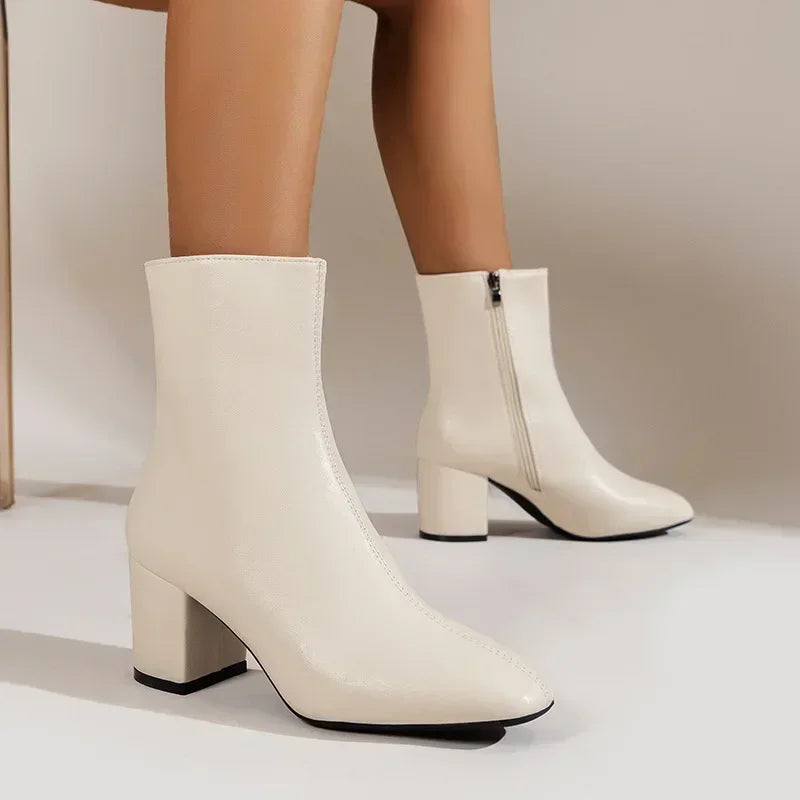 Elegante Stiefeletten Frauen Schmale Spitze Robust