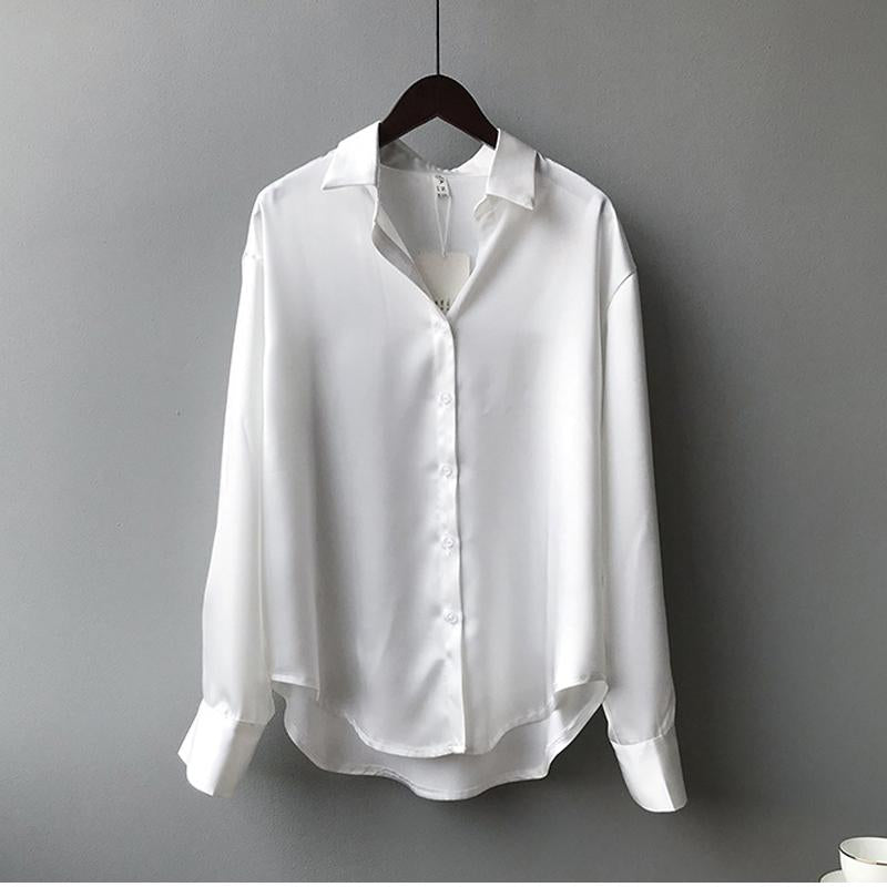 Elegante Damen Seidenbluse mit Knöpfen