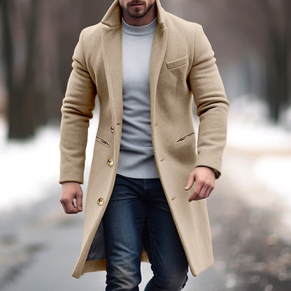 Herren Trenchcoat Lang Wintermantel Elegent