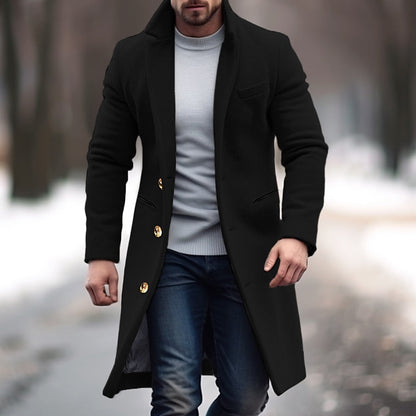 Herren Trenchcoat Lang Wintermantel Elegent