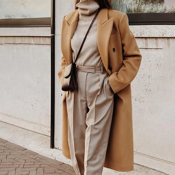 Damen Trenchcoat Elegant Doppelter Knopfleiste