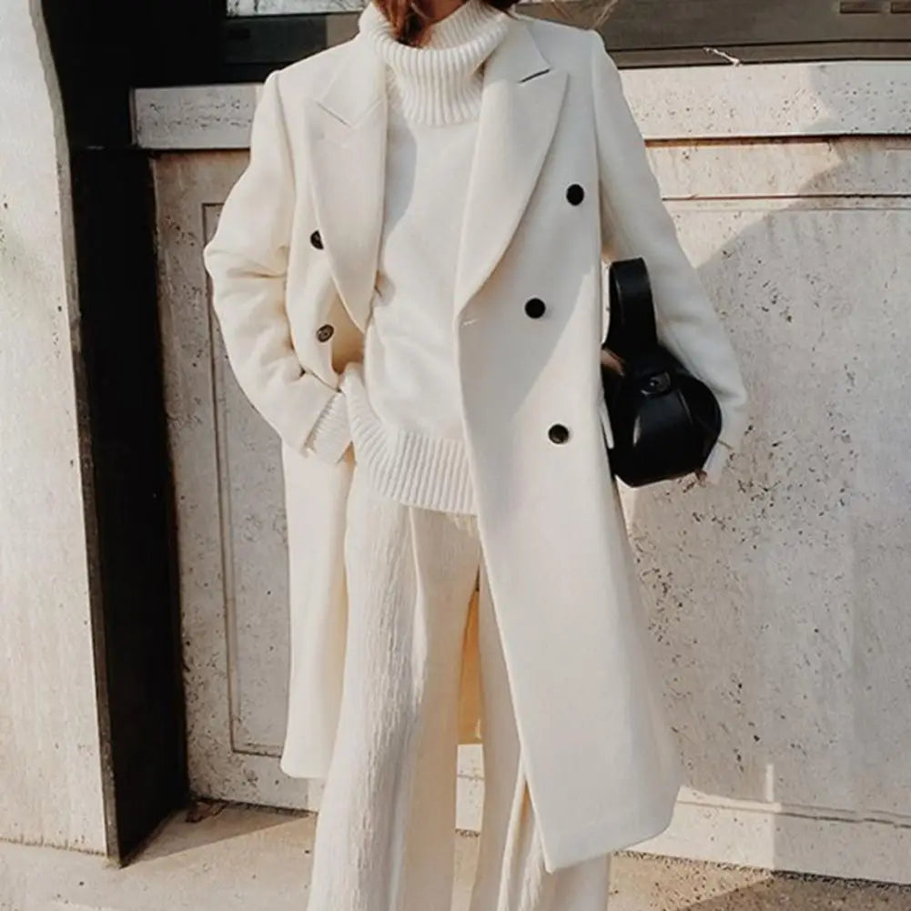 Damen Trenchcoat Elegant Doppelter Knopfleiste