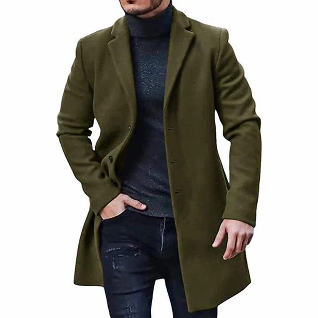 Herren Trenchcoat Wolljacke Mittellang