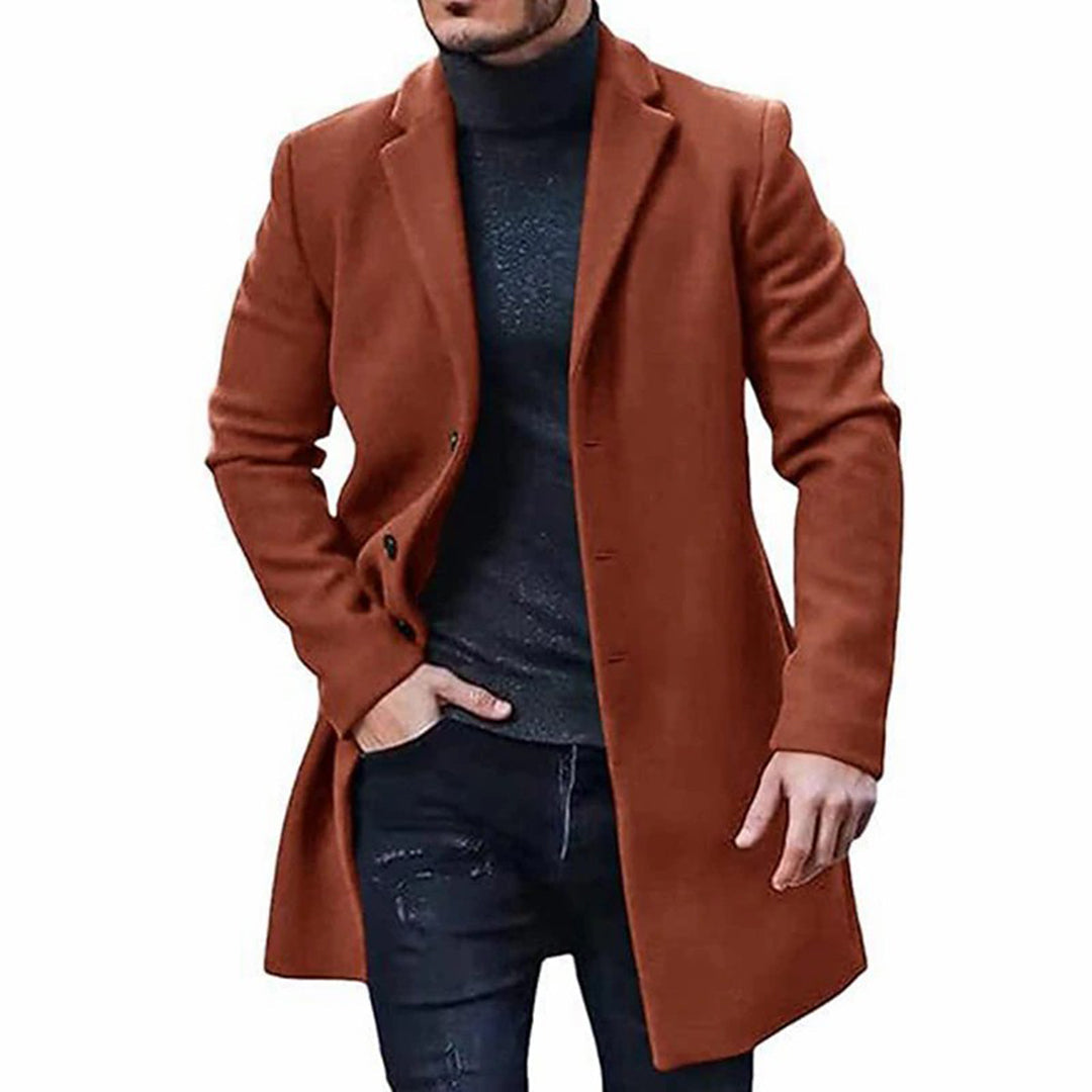 Herren Trenchcoat Wolljacke Mittellang