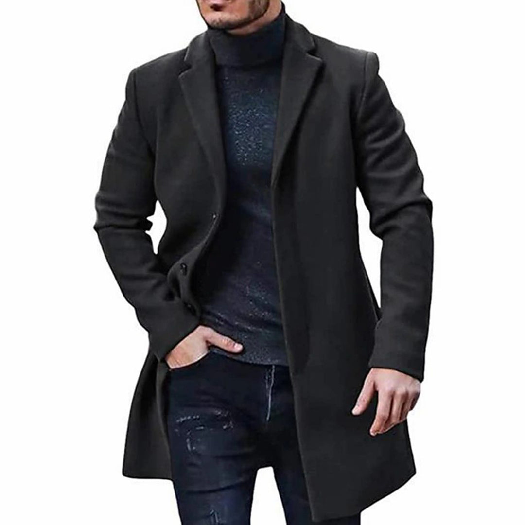 Herren Trenchcoat Wolljacke Mittellang
