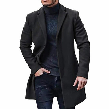 Herren Trenchcoat Wolljacke Mittellang