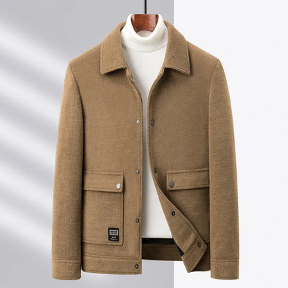 Herren Wolljacke Kurz mit Knöpfen & Taschen - IdealeKleiden