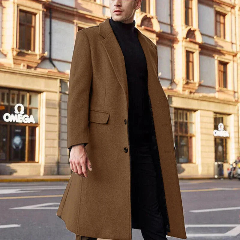 Herren Wollmantel Lang Elegant Winter