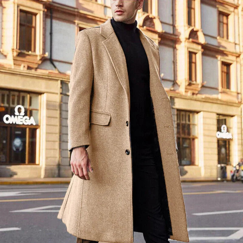 Herren Wollmantel Lang Elegant Winter