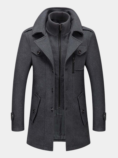 Herren Wolljacke Warm Mittellang Winter - IdealeKleiden
