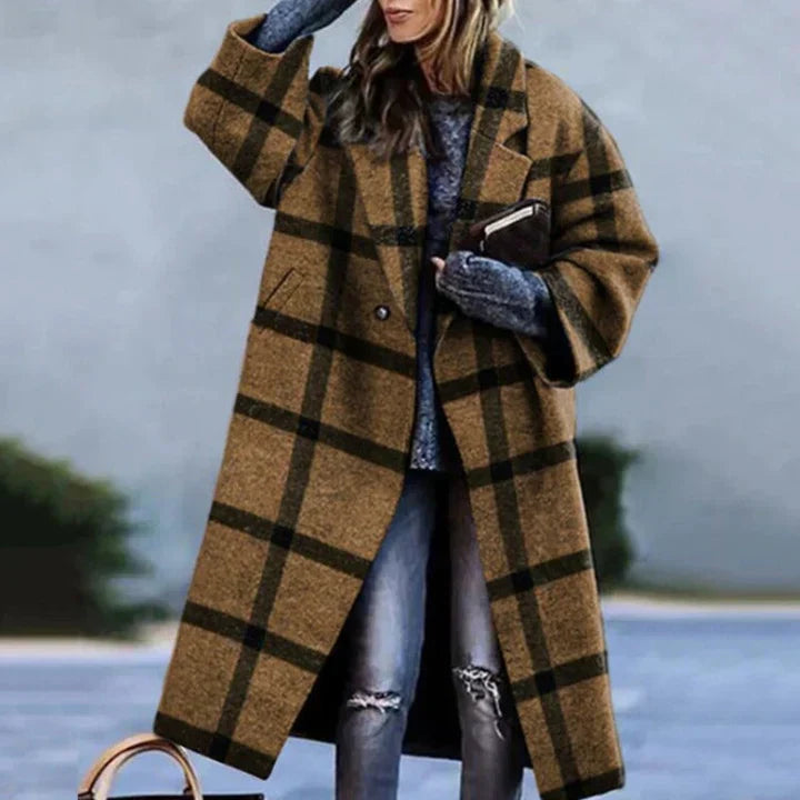 Oversized Damen Wintermantel Langschwarz Wollmantel
