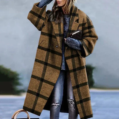 Oversized Damen Wintermantel Langschwarz Wollmantel