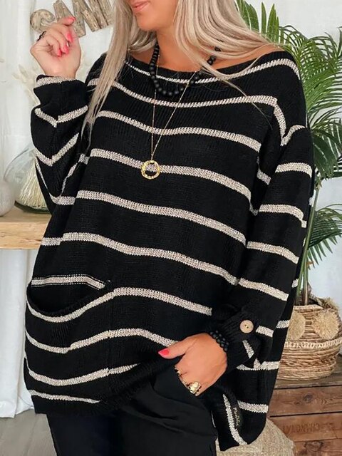 Stylisher Streifenpullover Modern Frauen
