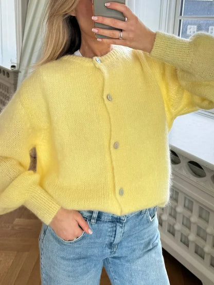 Y2K Cardigan Jacke Weich Strick Freizeit