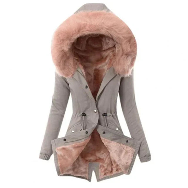 Weiche Damenjacke mit Fellfutter Warm