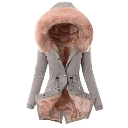 Weiche Damenjacke mit Fellfutter Warm