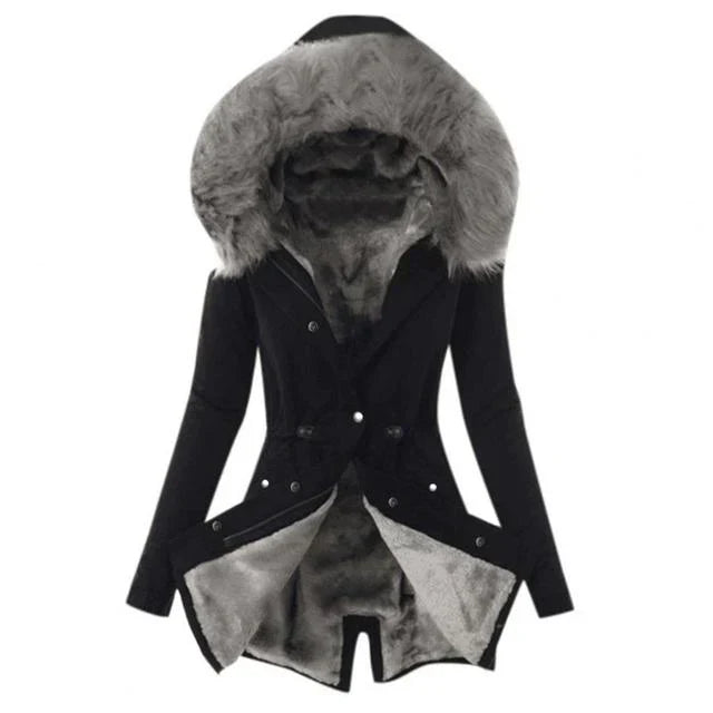 Weiche Damenjacke mit Fellfutter Warm - IdealeKleiden