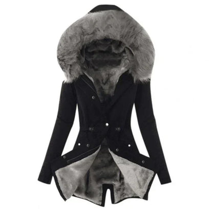 Weiche Damenjacke mit Fellfutter Warm - IdealeKleiden