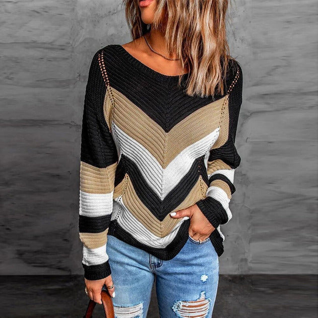Stylischer Streifenpullover Modern Design - IdealeKleiden