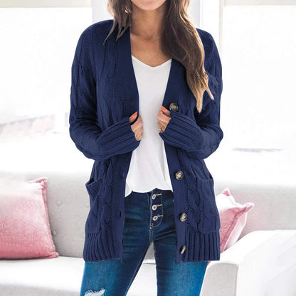 Damen Strickjacke Herbst Lange Wollweste