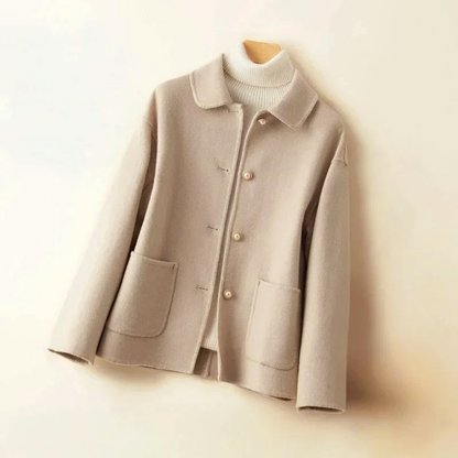 Stylischer Wollmantel Rundkragen Damen