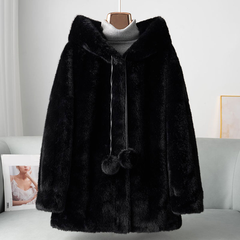 Stylische Faux-Fur-Jacke mit Bommel-Details
