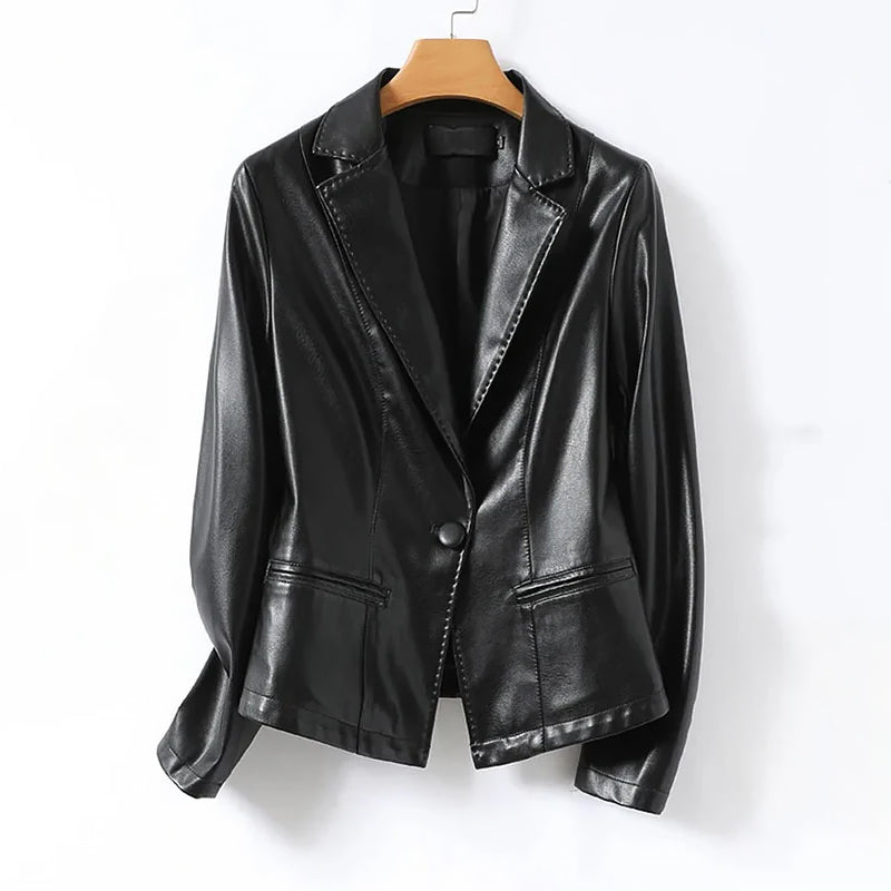 Eleganter Lederblazer Damen Jacke