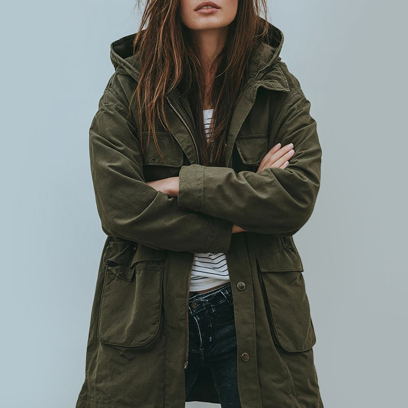 Klassische Hoodie-Jacke Mit Vordertaschen - IdealeKleiden