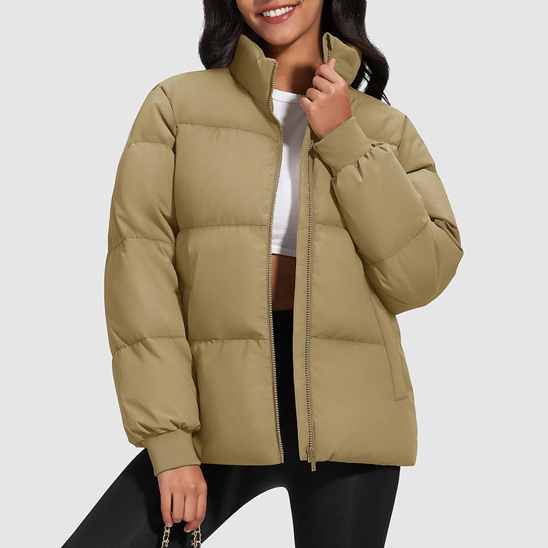 Kurze Daunenjacke Mit Stehkragen Damen