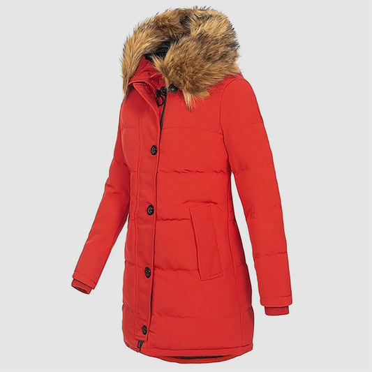 Stylische Winterjacke Slim Fit mit Kunstfellkapuze - IdealeKleiden