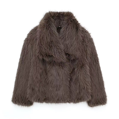 Übergroße Plüschjacke Faux Pelz Mantel Winter