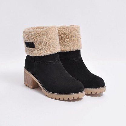 Damenschuhe Teddy Stiefel Warm mit Absatz