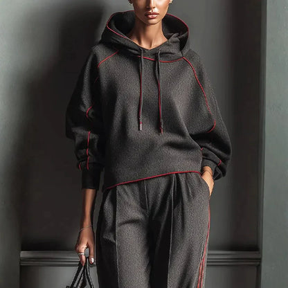 Stylische Hoodie Schwarz Rot Kontrast