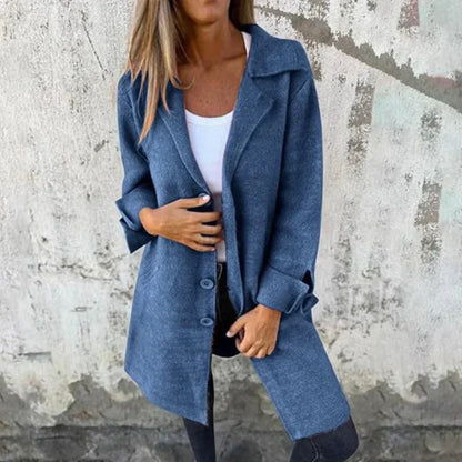 Klassischer Damen Wollmantel Lang Elegant
