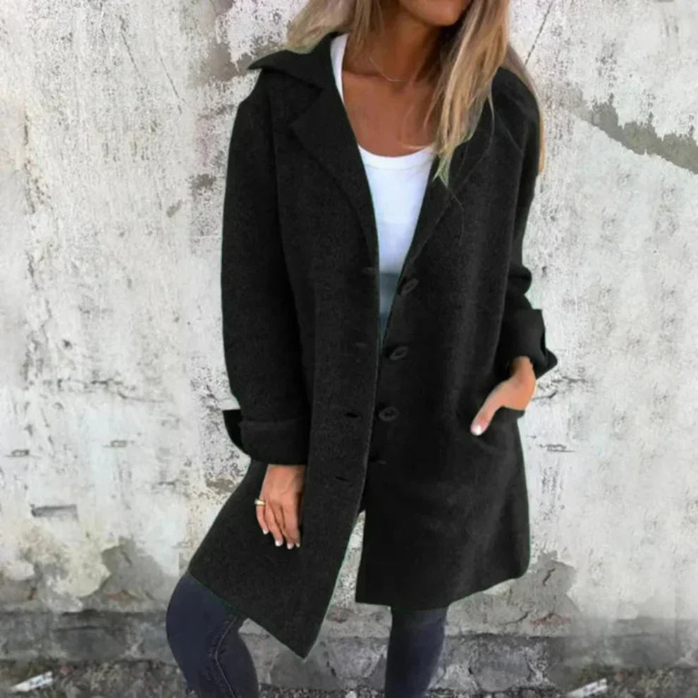 Klassischer Damen Wollmantel Lang Elegant