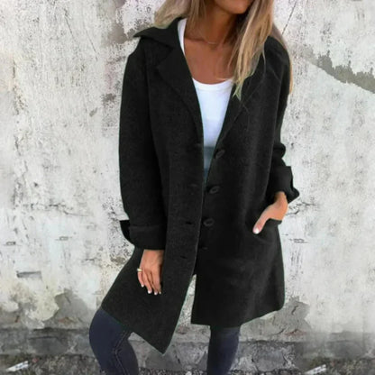 Klassischer Damen Wollmantel Lang Elegant