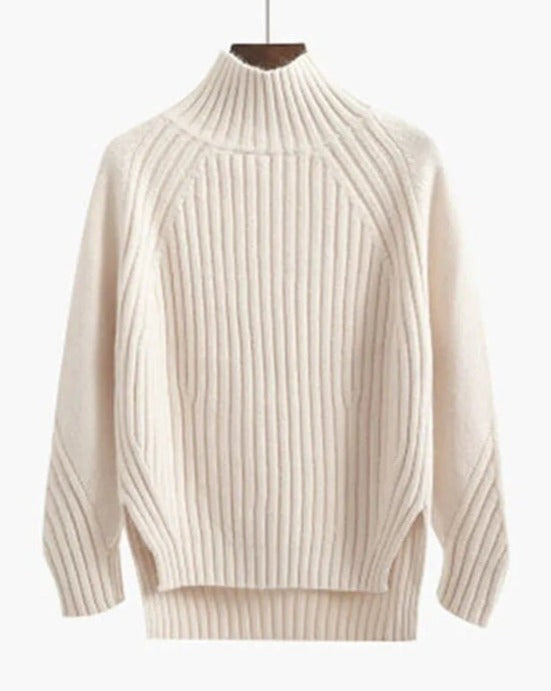 Damen Pullover Warm Gerippt Winterlook