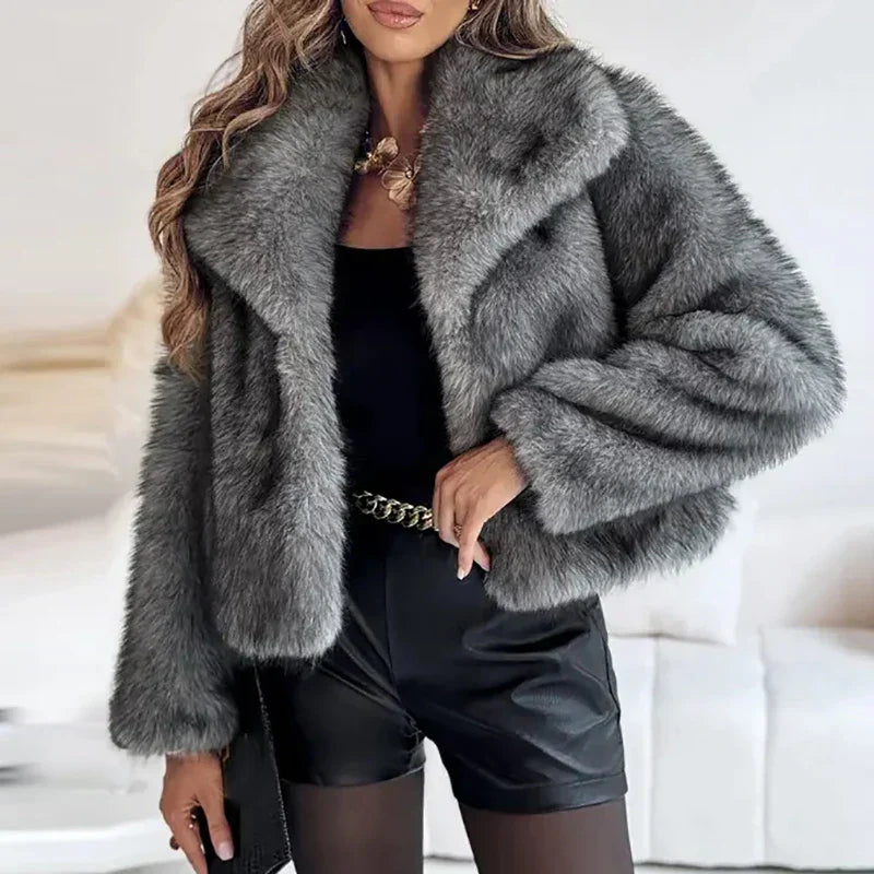 Doris | Damen Winterjacke Kurz Kunstfell Warm