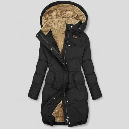 Damen Steppjacke Lang Kapuze Warm