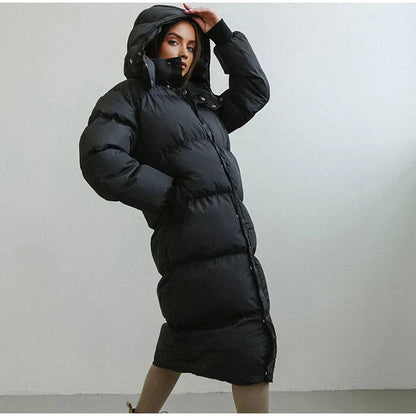 Große Übergangsjacke Damen Puffer Mantel Kapuze