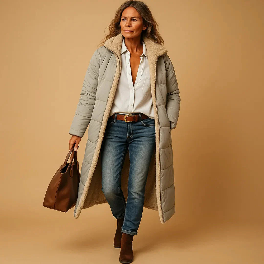 Langer Puffermantel Steppjacke Damen
