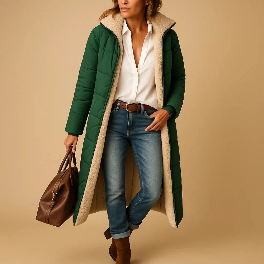 Langer Puffermantel Steppjacke Damen