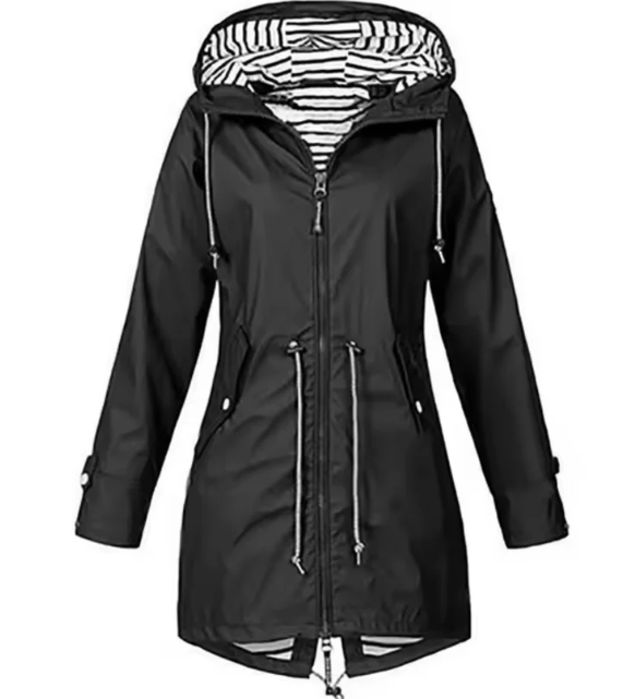 Mittellange Kapuzenjacke Damen Leicht atmungsaktiv - IdealeKleiden