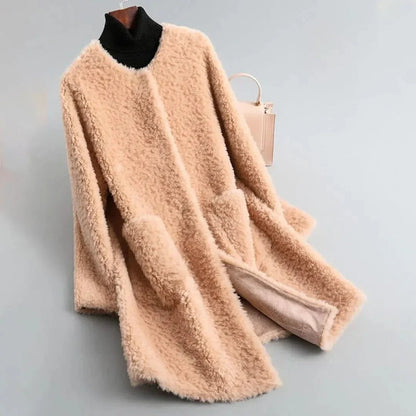 Luxus Lammfell Mantel Damen