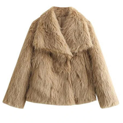 Stylische Kunstpelzjacke Damen - Leichter Wintermantel Elegantes Design