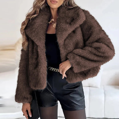 Stylische Kunstpelzjacke Damen - Leichter Wintermantel Elegantes Design