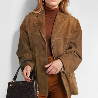Damen Lederjacke Urban Chic Lockeres Design - IdealeKleiden
